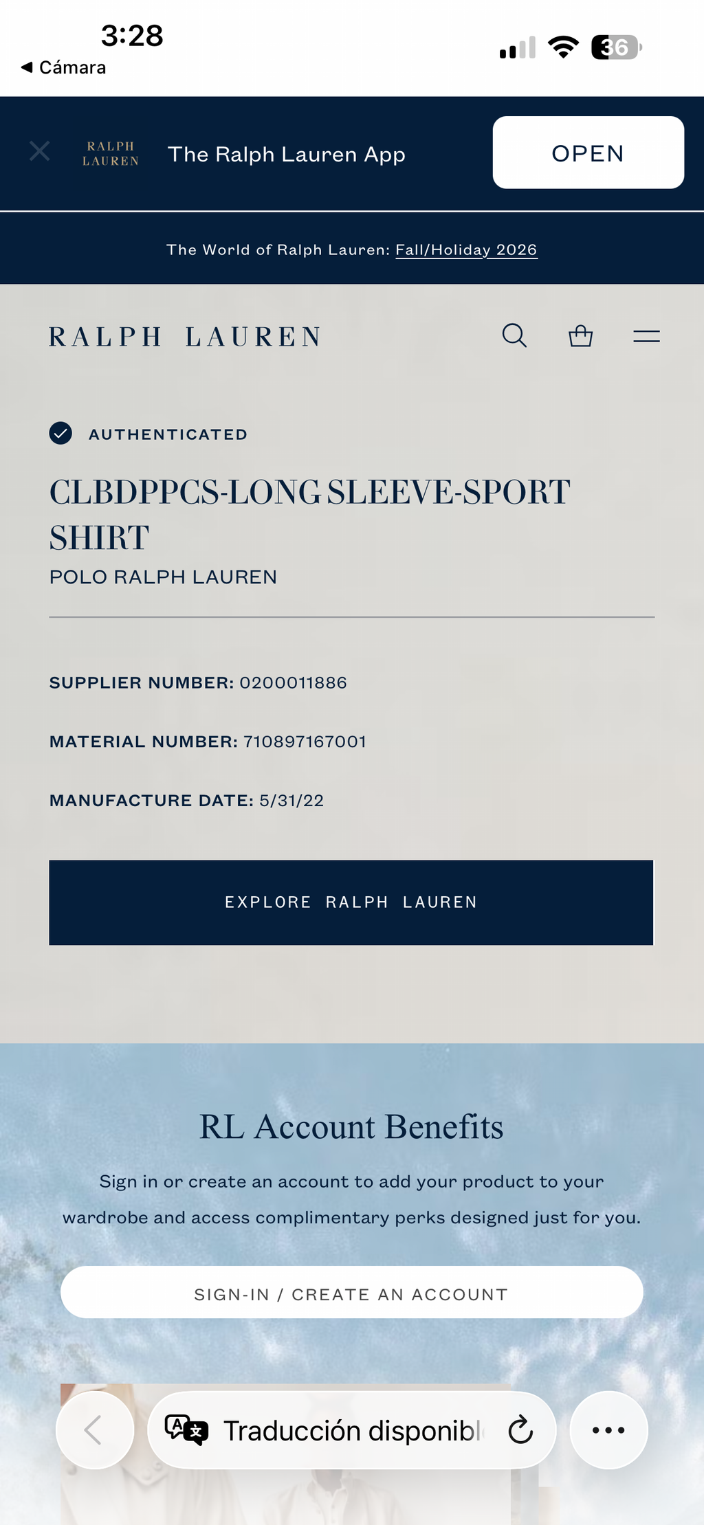 CAMISA RALPH LAUREN