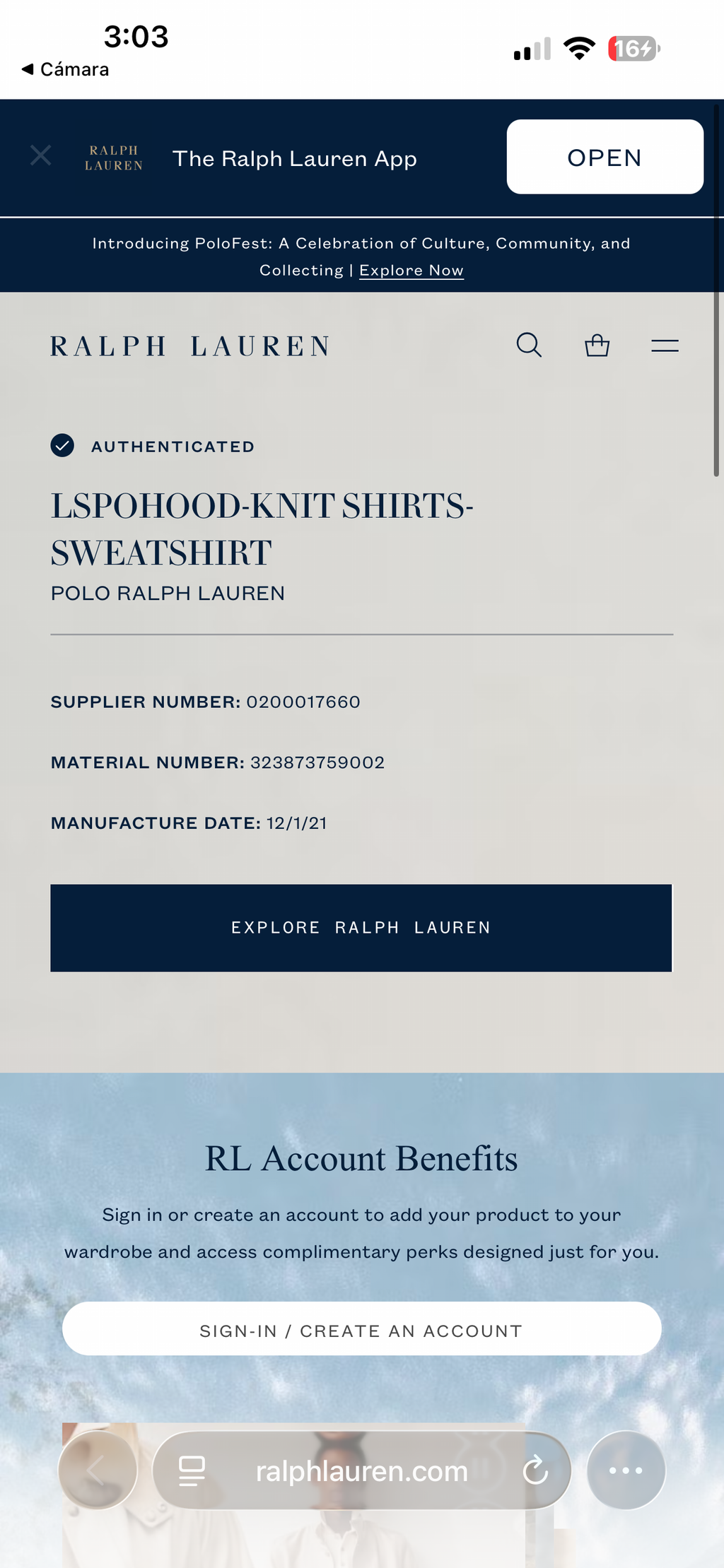 SUDADERA NIÑO RALPH LAUREN