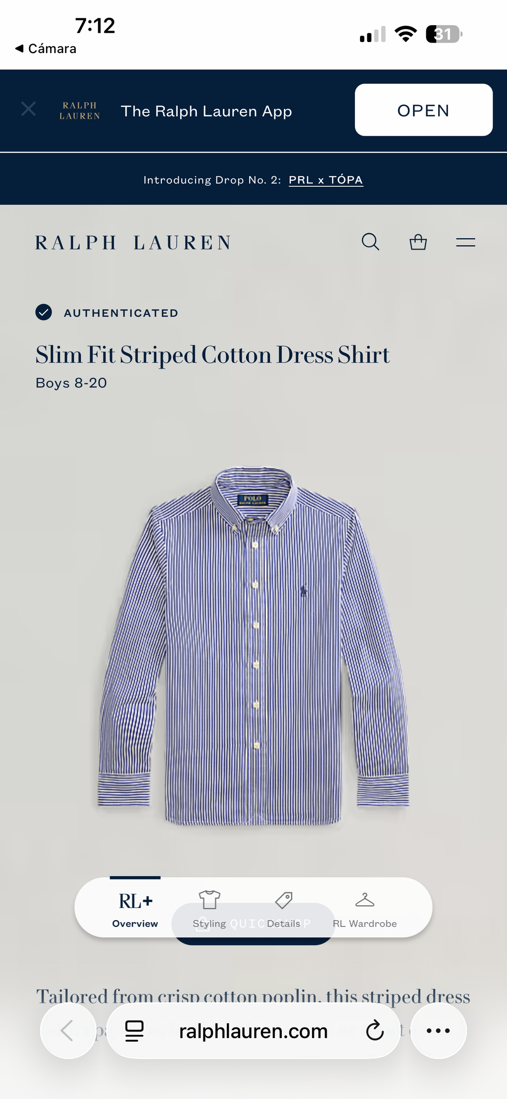 CAMISA NIÑO RALPH LAUREN