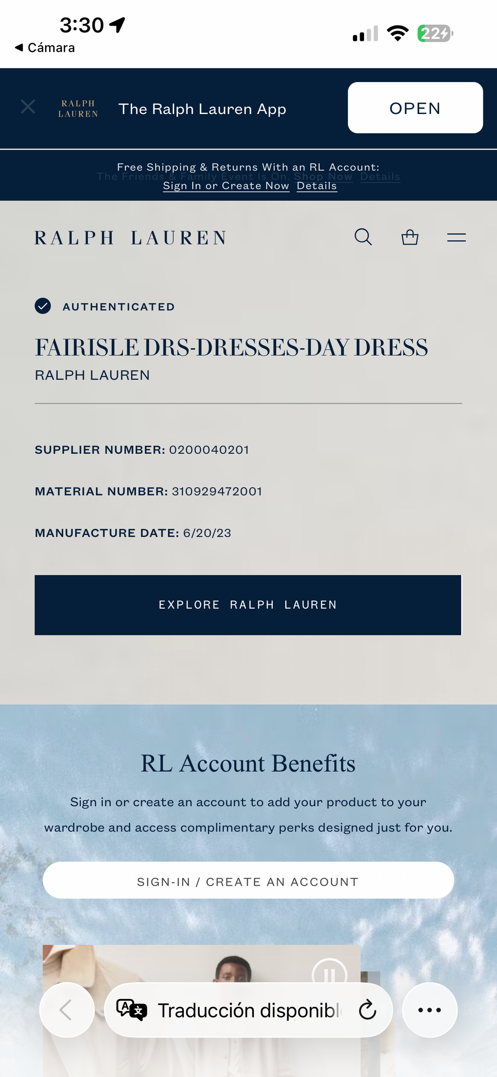 VESTIDO NIÑA RALPH LAUREN