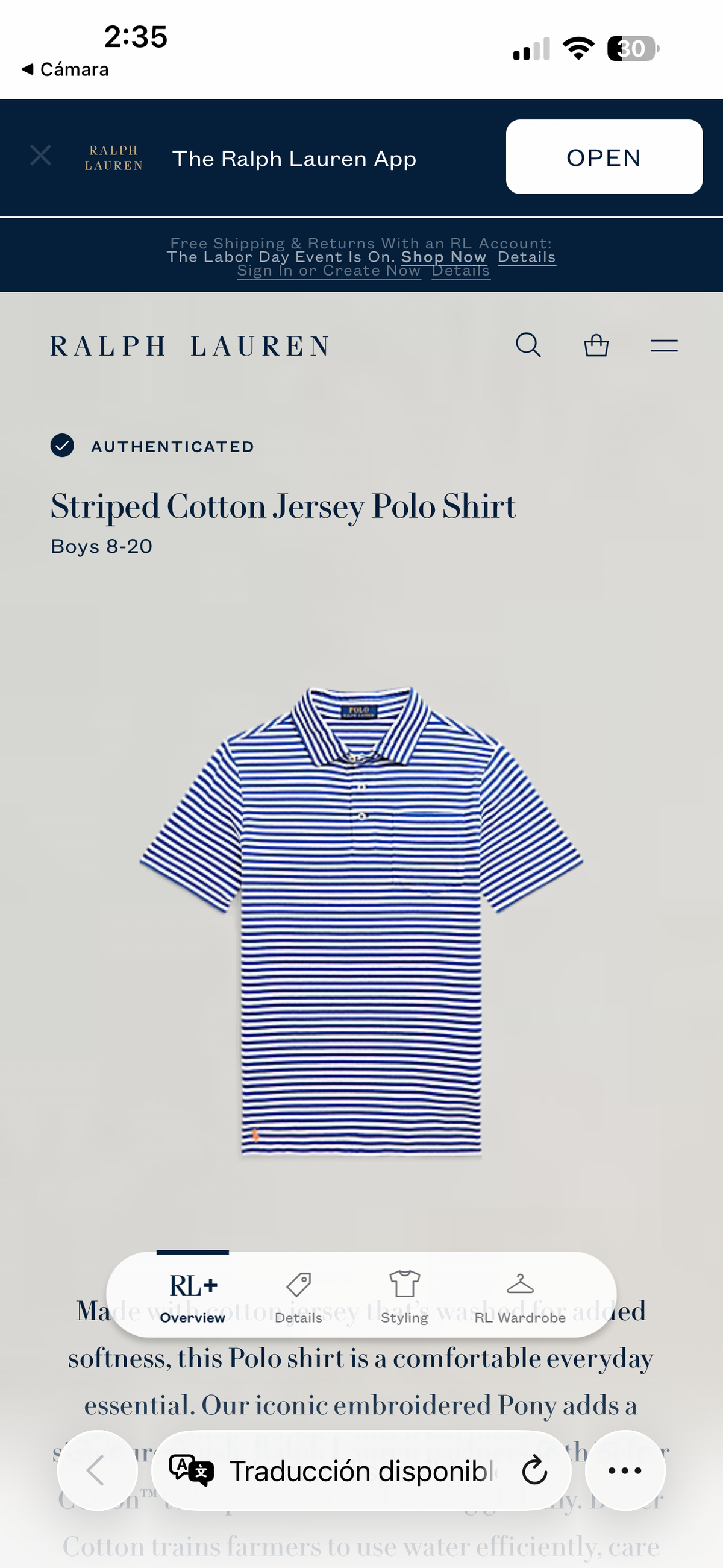 PLAYERA NIÑO RALPH LAUREN