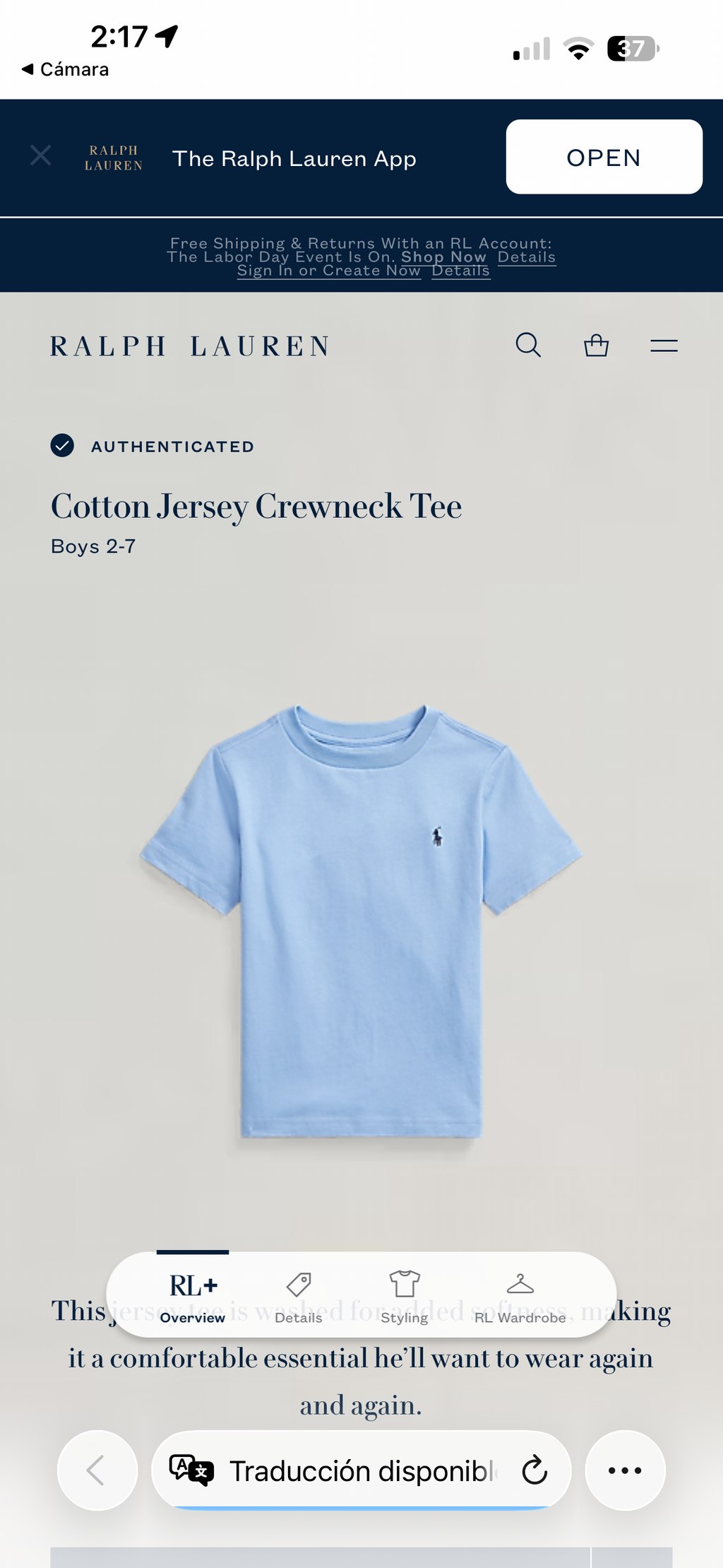 PLAYERA NIÑO RALPH LAUREN