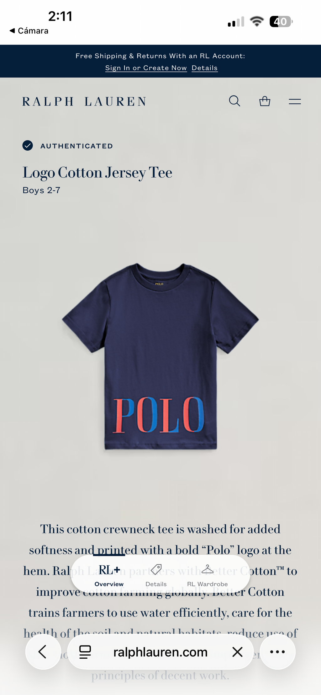PLAYERA NIÑO RALPH LAUREN