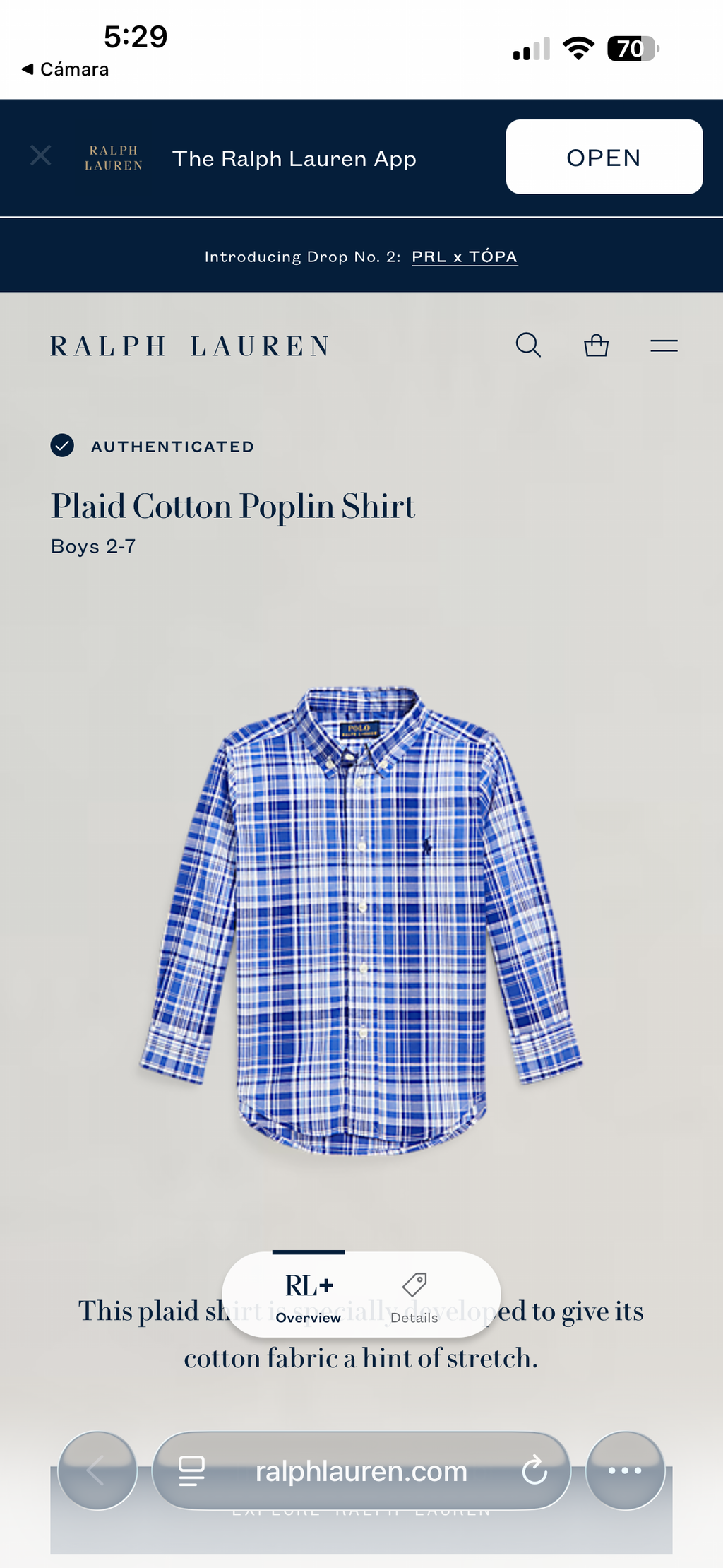 CAMISA NIÑO RALPH LAUREN
