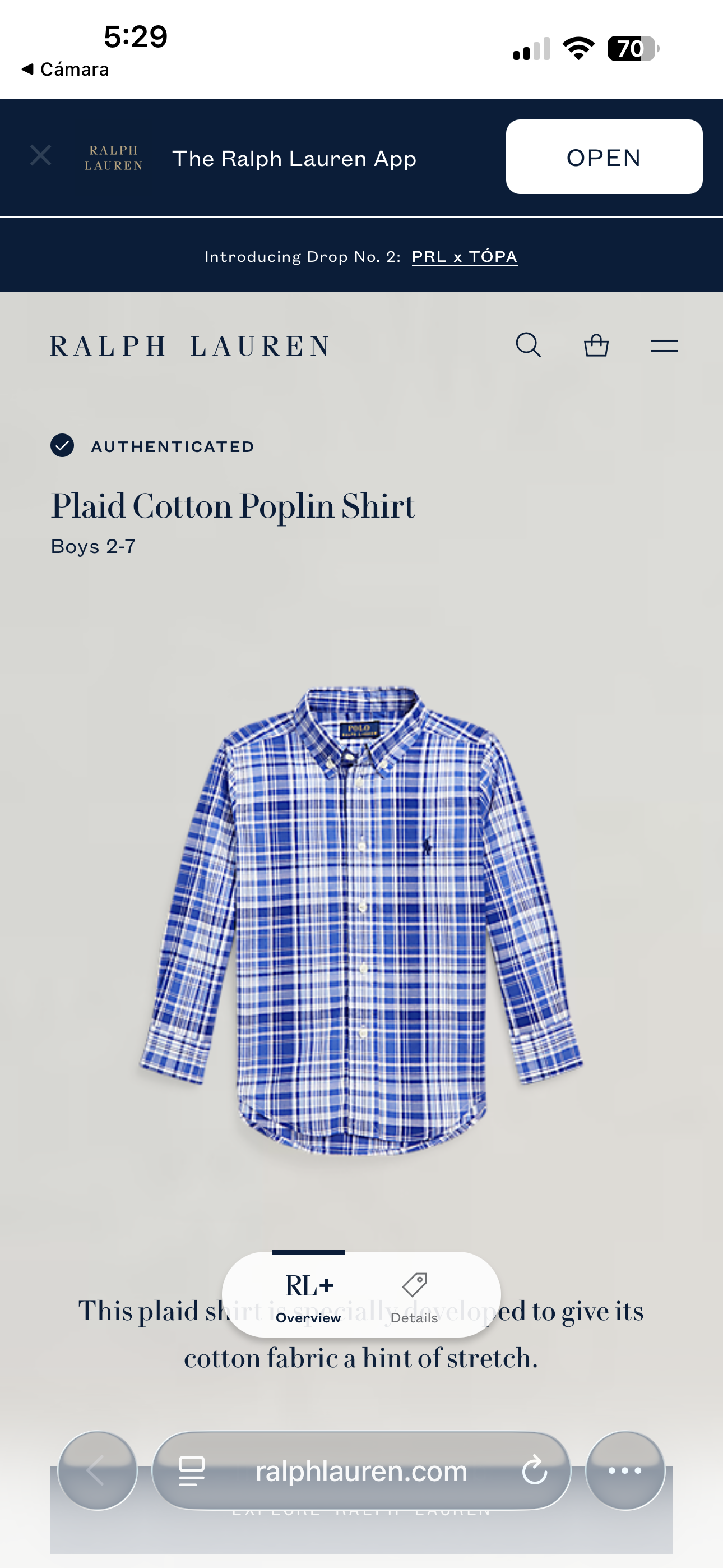 CAMISA NIÑO RALPH LAUREN